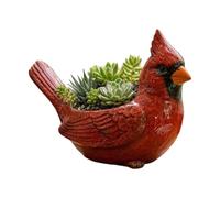 TFAOYS Resin Red Bird Flower Holders Vases for Cactus Succulents Arrangements Small Planter Pots Home Offices Desktop Decoration Unique Bird Shape Container