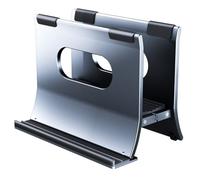 TFAOYS Space Gray Aluminum Stand Vertical Laptop Holder Gravitational Auto Designing for Notebook Desk Bracket Silicone Protector
