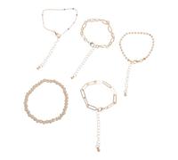 TFAOYS Stackable Textured Metal Bracelets Set of 5 Adjustable Jewelry for Women Intricate Bead Design Bracelets