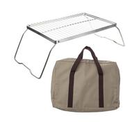 TFAOYS Stainless Steels Grilling Grate BBQ Table Camping Foldable Outdoor Folding Barbecue Holder Stove Shelfs