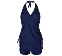 TFAOYS Two Piece Halterneck Swimwears Tankini Set with Boyshorts Adjustable Strap Swimming Costume Tankini for Beach Trendy Swimsuit