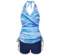 TFAOYS Two Piece Halterneck Swimwears Tankini Set with Boyshorts Adjustable Strap Swimming Costume Tankini for Beach Trendy Swimsuit