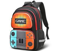 TFAUR School Backpack For Boys,Gamer Kids Backpack For Elementary Middle School Student Age 6-14,17″ Video Game Bookbag For Laptop, Teal&orange-backpack Only, M, Game/Gamer/Gaming/Video Game/Games
