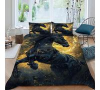 TFBHBNSk Black Horse Bedding Set 3 Pieces Theme Bedspread Animal Themes Wildlife Duvet Cover Set Microfiber Quilt Cover Suitable for Family,couple,children with Pillow King(220x240cm)