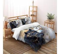 TFBHBNSk Black Horse White Bedding Set Digital Printe Animal Themes Wildlife Duvet Cover Set Microfiber Quilt Cover Suitable for Family,couple,children Pillowcase Super King(260x220cm)