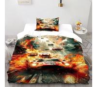 TFBHBNSk Cars Explosions Bedding Set Floral Printed Sports Themes Duvet Cover Set Chic Breathable Quilt Cover Suitable for Family,couple,children with Pillow Single（135x200cm）