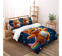 TFBHBNSk Cat Rainbow Bedding Set Theme Bedspread Animal Themes Duvet Cover Set Microfiber Quilt Cover Universal for All Seasons Pillowcase Super King（260x220cm）