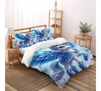 TFBHBNSk Celestial Horse Bedding Set 3D Digital Printing Animal Themes Wildlife Duvet Cover Set Microfiber Quilt Cover 3 Pieces for Boys & Girls with Pillowcase Super King(260x220cm)