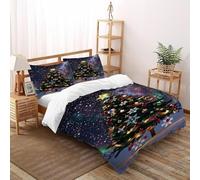 TFBHBNSk Christmas Tree_5 Bedding Set 3D Design Christmas Themes Duvet Cover Set Microfiber Quilt Cover Suitable for Family,couple,children Pillowcase Double（200x200cm）