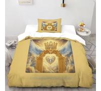 TFBHBNSk Crown Wings Bedding Set Theme Bedspread Aesthetic Sky Creatures Duvet Cover Set Microfiber Comforter Cover Universal for All Seasons with Pillow Single（135x200cm）