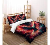 TFBHBNSk Flaming Eagle Bedding Set 3D Digital Printing Animal Themes Wildlife Duvet Cover Set 3 Pieces Microfiber Quilt Cover Suitable for Family,couple,children with Pillow Double（200x200cm）