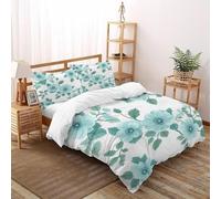 TFBHBNSk Flower Leaf Bedding Set 3D Digital Printing Grace Garden Flowers Duvet Cover Set Chic Breathable Quilt Cover Universal for All Seasons with Pillowcase Double（200x200cm）