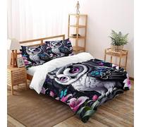 TFBHBNSk Flower Owl Bedding Set Theme Bedspread Animal Themes Wildlife Duvet Cover Set Microfiber Comforter Cover Suitable for Family,couple,children with Pillow Super King(260x220cm)
