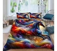 TFBHBNSk Horse Color Bedding Set 3 Pieces 3D Digital Printing Animal Themes Wildlife Duvet Cover Set Chic Breathable Comforter Cover Girl Woman with Pillowcase King(220x240cm)