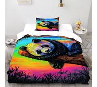 TFBHBNSk Panda Tree Bedding Set 3D Digital Printing Animal Themes Wildlife Duvet Cover Set Chic Breathable Quilt Cover for Boys & Girls with Pillow Single(135x200cm)