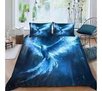 TFBHBNSk Phoenix Gothic Bedding Set 3D Digital Printing Animal Theme Wildlife Duvet Cover Set Chic Breathable Quilt Cover for Boys & Girls with Pillow King（220x240cm）