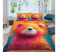 TFBHBNSk Red Panda Colorful Bedding Set 3D Design Animal Theme Wildlife Duvet Cover Set Chic Breathable Quilt Cover 3 Pieces Universal for All Seasons Pillowcase King(220x240cm)