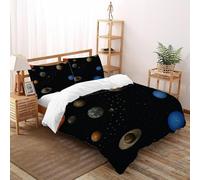TFBHBNSk Sun Planets Bedding Set 3D Digital Printing Cosmos Cosmic Bodies Duvet Cover 3 Pieces Set Chic Breathable Quilt Cover Universal for All Seasons with Pillow Super King（260x220cm）
