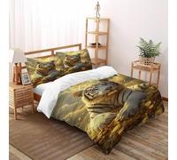 TFBHBNSk White Tiger Gold Bedding Set 3D Design Animal Theme Wildlife Duvet Cover Set Microfiber Quilt Cover Suitable for Family,couple,children with Pillow Super King（260x220cm）