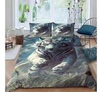TFBHBNSk White Tiger Storm Bedding Set Theme Bedspread Animal Themes Wildlife Duvet Cover Set Microfiber Comforter Cover Suitable for Family,couple,children with Pillow King（220x240cm）