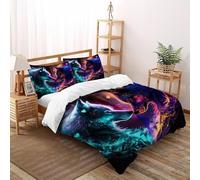 TFBHBNSk Wolves Hearts Bedding Set 3D Digital Printing Romantic Wild Animals Duvet Cover Set 3 Pieces Chic Breathable for Boys & Girls Bed Set Pillowcase Double（200x200cm）