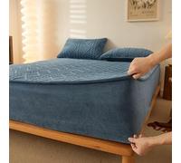 TFBHL 3 Pieces Extra Deep Pocket Fitted Sheet Deep Pockets Double Flannel Sheet Set All Around Elastic Velvety Microfiber Bed Sheets with 2 Pillowcases (Color : Blue, Size : King)