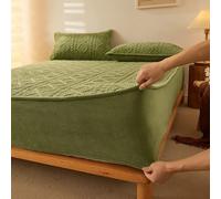 TFBHL 3 Pieces Extra Deep Pocket Fitted Sheet Deep Pockets Double Flannel Sheet Set All Around Elastic Velvety Microfiber Bed Sheets with 2 Pillowcases (Color : Green, Size : Full)