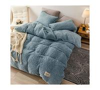 TFBHL Bed sheet set Blue Winter Quilt Cover Soft Warm Lamb Cashmere Duvet Cover Solid Color Fleece Pillowcase Bedding Cover bed linings (Color : 01, Size : Set 3pcs 200x230cm)