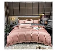 TFBHL Bed sheet set Pure Color Home Hotel Duvet Cover Flat Bed Sheet Pillowcases 600TC Cotton Sateen Embroidered Lines Queen King=Size 4Pcs Bedding Set bed linings