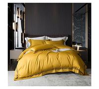 TFBHL Bed sheet set Pure Color Home Hotel Duvet Cover Flat Bed Sheet Pillowcases 600TC Cotton Sateen Embroidered Lines Queen King=Size 4Pcs Bedding Set bed linings