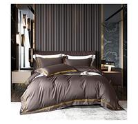 TFBHL Bed sheet set Pure Color Home Hotel Duvet Cover Flat Bed Sheet Pillowcases 600TC Cotton Sateen Embroidered Lines Queen King=Size 4Pcs Bedding Set bed linings