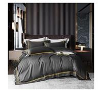 TFBHL Bed sheet set Pure Color Home Hotel Duvet Cover Flat Bed Sheet Pillowcases 600TC Cotton Sateen Embroidered Lines Queen King=Size 4Pcs Bedding Set bed linings