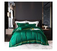 TFBHL Bed sheet set Pure Color Home Hotel Duvet Cover Flat Bed Sheet Pillowcases 600TC Cotton Sateen Embroidered Lines Queen King=Size 4Pcs Bedding Set bed linings