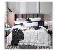 TFBHL Bed sheet set Super Soft Cotton Dark Gray Bedding Set 4Pcs Queen King=Size Duvet Cover Set with Embroidery Lines and Fitted Bed Sheet 2 Pillowcase bed linings