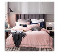 TFBHL Bed sheet set Super Soft Cotton Dark Gray Bedding Set 4Pcs Queen King=Size Duvet Cover Set with Embroidery Lines and Fitted Bed Sheet 2 Pillowcase bed linings