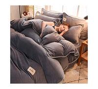 TFBHL Bed sheet set Winter Thickening Warm Milk Velvet Plus Quilt Cover Coral Fleece Sheets Solid Color Flannel Bedding 4 PCS Set bed linings (Color : E, Size : 1.8m bed -200x230cm 4pcs)