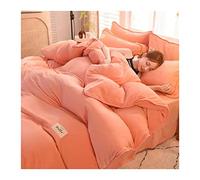 TFBHL Bed sheet set Winter Thickening Warm Milk Velvet Plus Quilt Cover Coral Fleece Sheets Solid Color Flannel Bedding 4 PCS Set bed linings (Color : G, Size : 1.5m bed -200x230cm 4pcs)