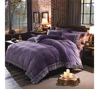 TFBHL Bedding Set red Coffee Bed Sheets lace Duvet Cover Winter Sets Warm Bed Linen (1 Queen)