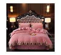 TFBHL Duvet Cover Set European- Bed 4-piece Set Winter Thickened Warm Crystal Velvet Coral Plus Velvet Quilt Cover Light Luxury High-end Bedding Set Duvet Cover