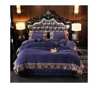TFBHL Duvet Cover Set European- Bed 4-piece Set Winter Thickened Warm Crystal Velvet Coral Plus Velvet Quilt Cover Light Luxury High-end Bedding Set Duvet Cover