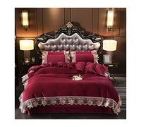 TFBHL Duvet Cover Set European- Bed 4-piece Set Winter Thickened Warm Crystal Velvet Coral Plus Velvet Quilt Cover Light Luxury High-end Bedding Set Duvet Cover