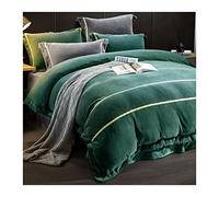 TFBHL Duvet Cover Set Winter Brocade Velvet Duvet Cover Set 4-piece Thickened Coral Milk Velvet Bed Sheet Quilt Cover Flannel Double-sided Velvet Bedding Set Duvet Cover