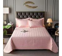 TFBHL Quilted Bedspreads Coverlets Set 3 Pieces, Double Bed Coverlet All Season Bedding Set, with 2 Pillow Shams (Pink,200 x 230 cm)