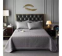 TFBHL Quilted Bedspreads Coverlets Set 3 Pieces, Double Bed Coverlet All Season Bedding Set, with 2 Pillow Shams (Grey,200 x 230 cm)