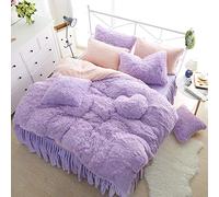TFBHL Solid Color Warm Bedding Set 4 6pcs Soft Duvet Cover Set Pillowcase bedskirt Duvet Cover Quilt Cover,1,Queen sizeA 4pcs (Natural King Size 6pcs)
