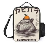 TFDGDGH Capybara Japanese Onsen Lancheira Printed Lunch Bag with Shoulder Strap Mini Cooler Bag Insulation Lunch Box Bag