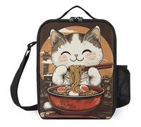 TFDGDGH Cat Eating Ramen Japan Koeltas Printed Custom Professions Lunch Box Thermal Food Bag Insulation Lunch Box Bag