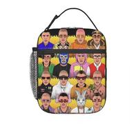 TFDGDGH Custom Bad B-Bunny Insulated Lunch Bags for School Office Food Rapper Leakproof Cooler Thermal Lunch Box Women Children
