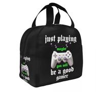 TFDGDGH Just Playing Video Game Controller Insulated Lunch Bags Portable Lunch Container Thermal Bag Tote Lunch Box Office Picnic