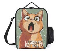 TFDGDGH Lesbians Eat What CatShock Lunch Bags Printed Lunch Bag with Shoulder Strap Lunch Box for Women Insulation Lunch Box Bag
